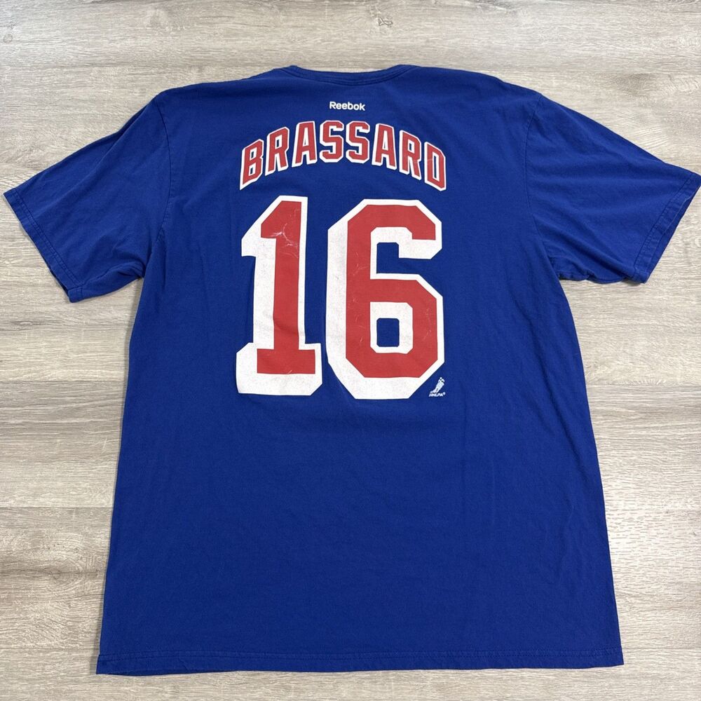 Derick Brassard Shirt New York Rangers Hockey Reebok Men's Blue XL 100% Cotton